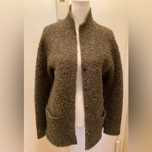 Eileen Fisher Muted Brown Sweater Jacket Knit Wool Alpaca